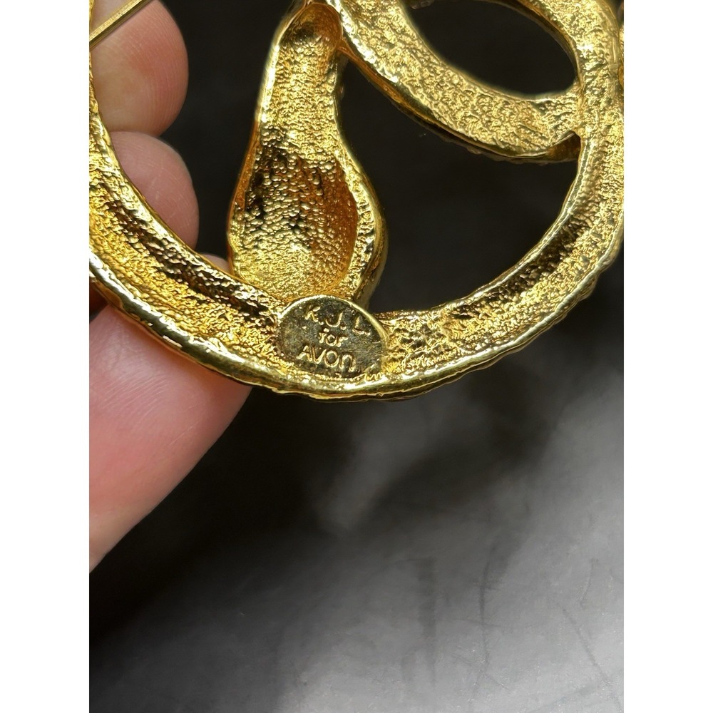 Vintage KJL Kenneth Jay Lane MEDUSA Brooch Pin Gold Snakes Cabochons Rhinestones - Picture 2 of 6